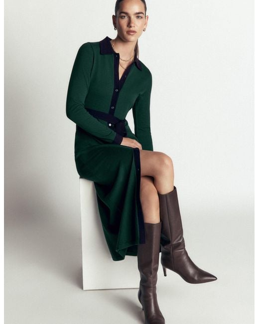 Boden Green Jessica Knitted Shirt Dress