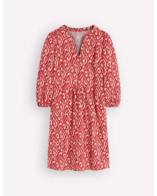 Boden Red Cathy Notch Neck Jersey Dress