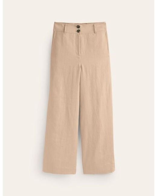 Boden Natural Westbourne Cropped Linen Pants