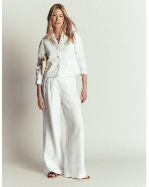 Boden White Dartmouth Linen Blazer