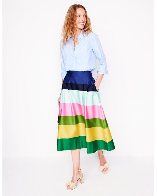 Boden White Isabella Cotton Sateen Skirt