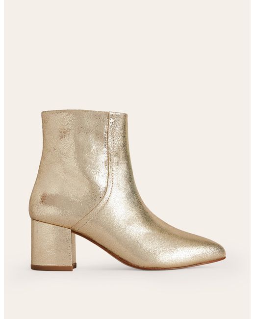 Boden Brown Block Heel Leather Ankle Bootsgold