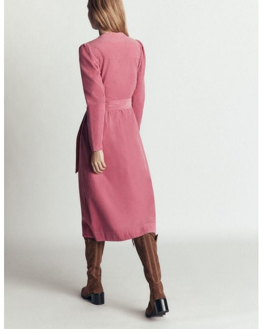 Boden Pink Louise Cord Midi Shirt Dress