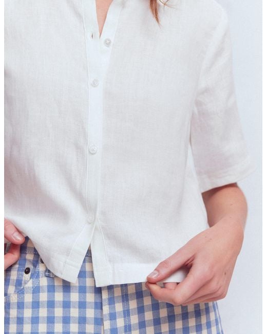 Boden White Short Sleeve Linen Shirt
