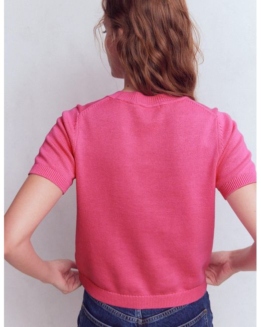 Boden Red Embellished T-Shirt