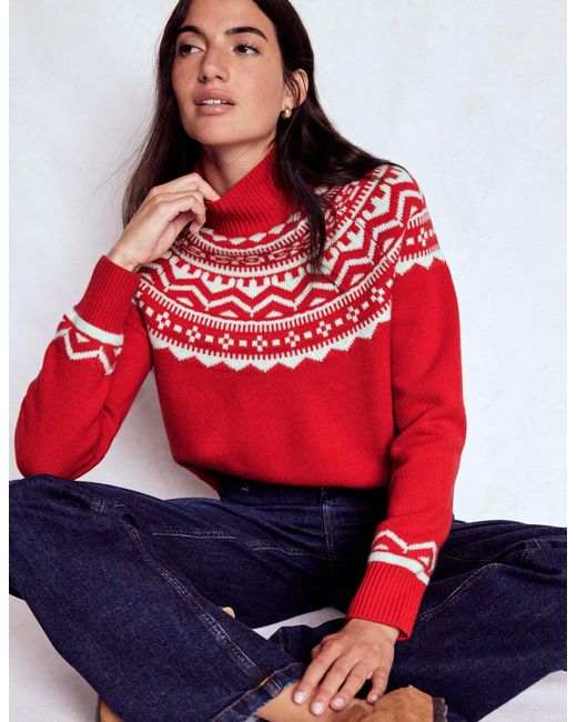 Boden Red Marion Merino High Neck Jumper