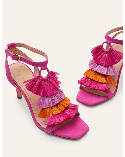 Sandales à talons sarah à franges Boden en coloris Pink