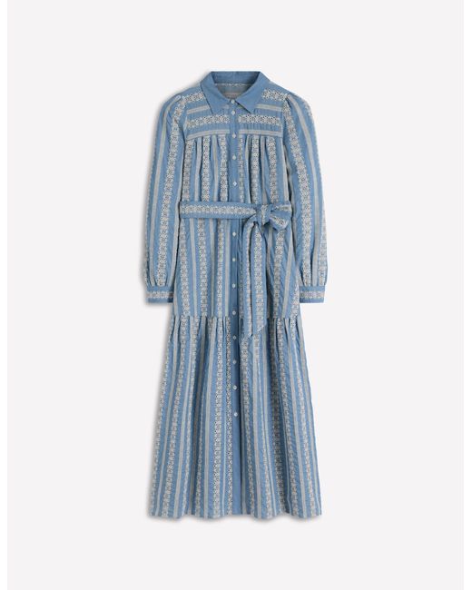 Boden Blue Ellie Cotton Maxi Shirt Dress