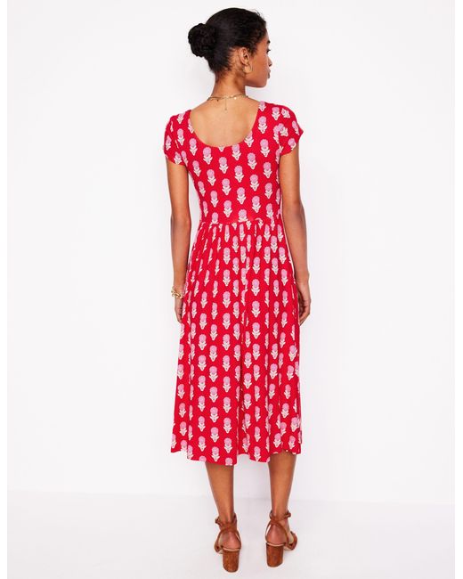 Boden Red Samantha Scoop Jersey Dress Paradise, Vine