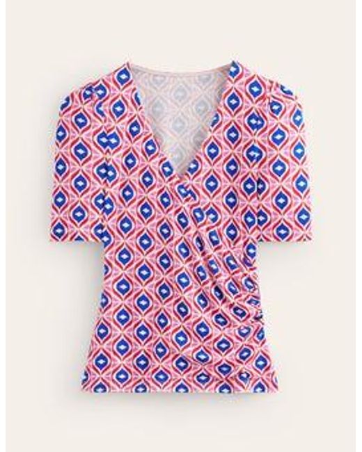 Boden Pink Wrap Front Jersey Top
