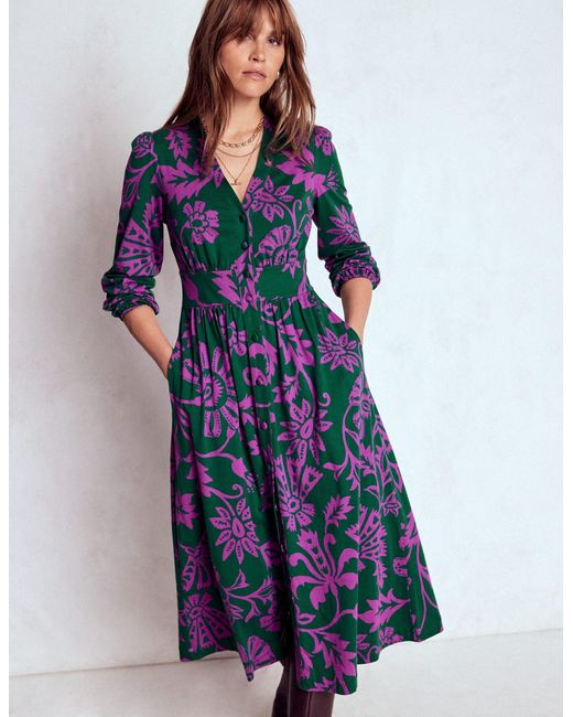 Boden Multicolor Natalia Long Sleeve Tea Dress