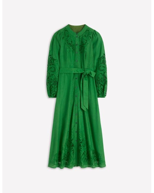 Boden Green Mae Linen Blend Shirt Dress