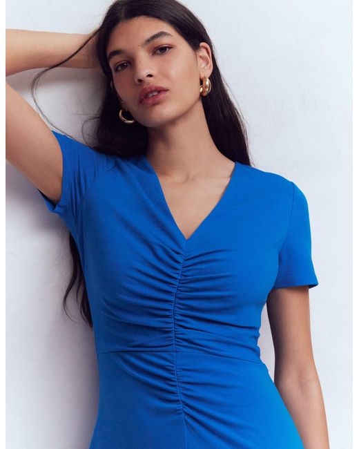 Boden Blue Una Ruched Front Ponte Dress