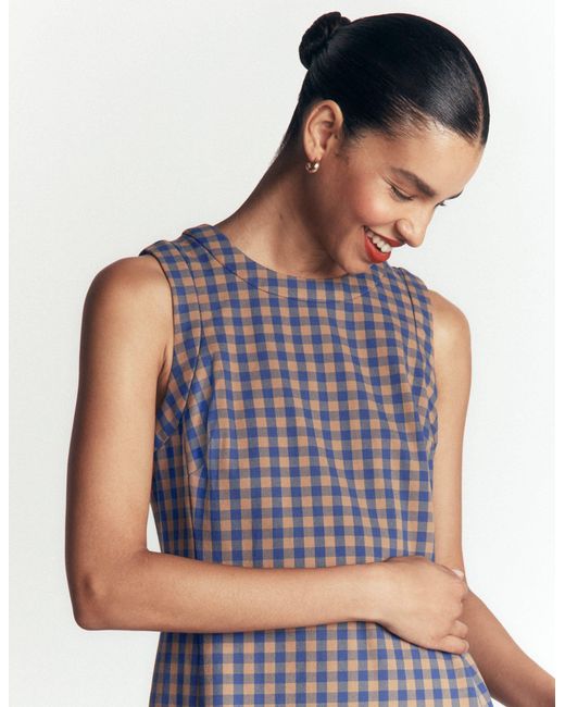 Boden Purple Lou Check Shift Dress
