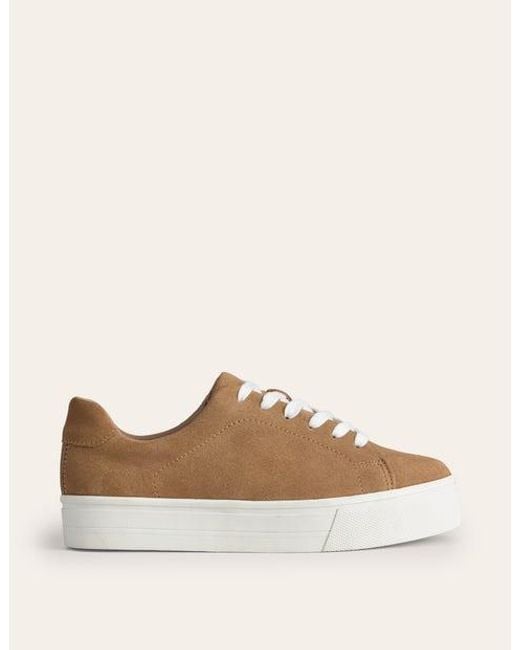 Boden Brown Plateau-Lederturnschuhe Damen