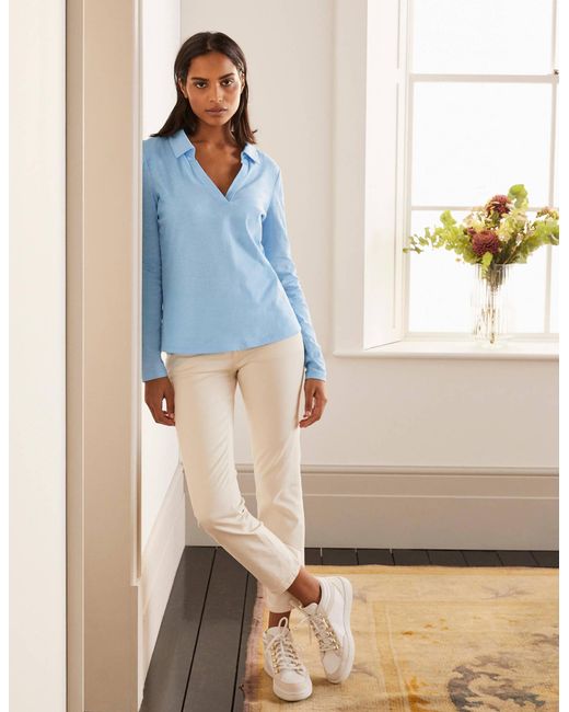 Boden cotton collar notch tee Clearance