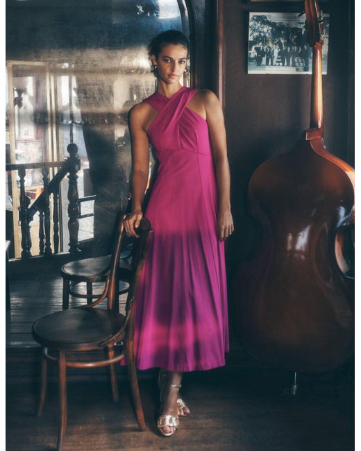 Boden Purple Ponté-Kleid Mit Überkreuzter Vorderseite