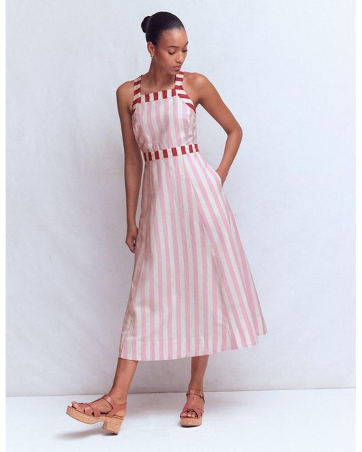 Boden Pink Cross-Back Linen Blend Dress