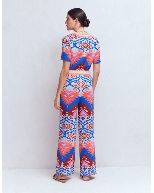 Boden White Jacquard Knitted Trousers