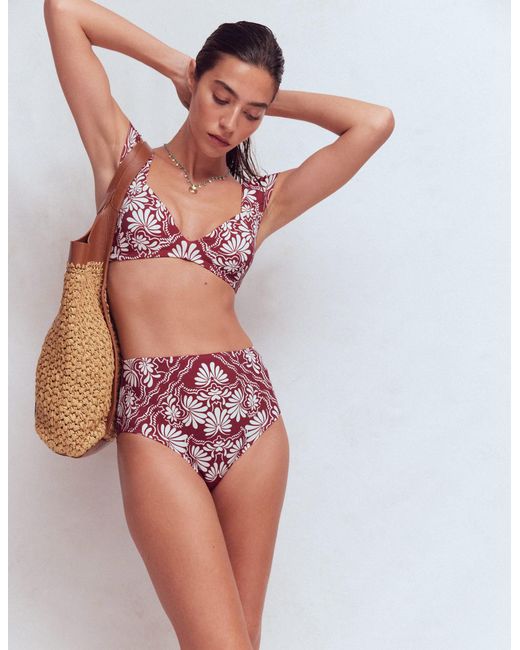 Boden Red High Waisted Bikini Bottoms