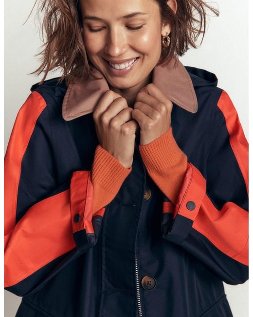 Boden Blue Colour Block Raincoat
