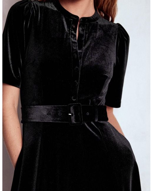 Boden Black Kate Velvet Shirt Dress