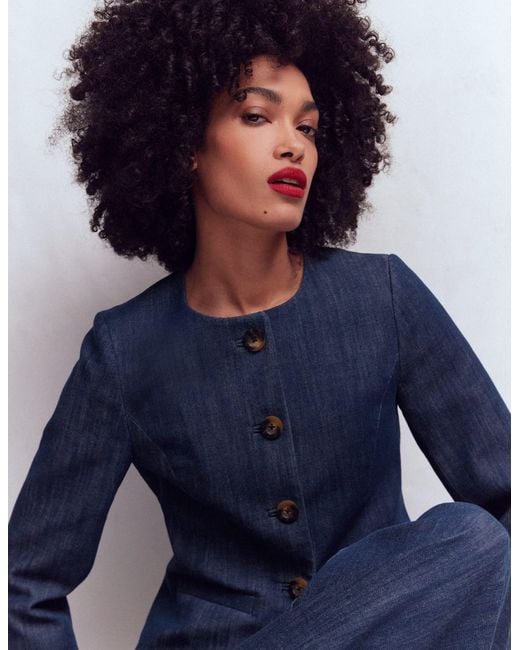 Boden Blue Hampstead Cotton Twill Blazer