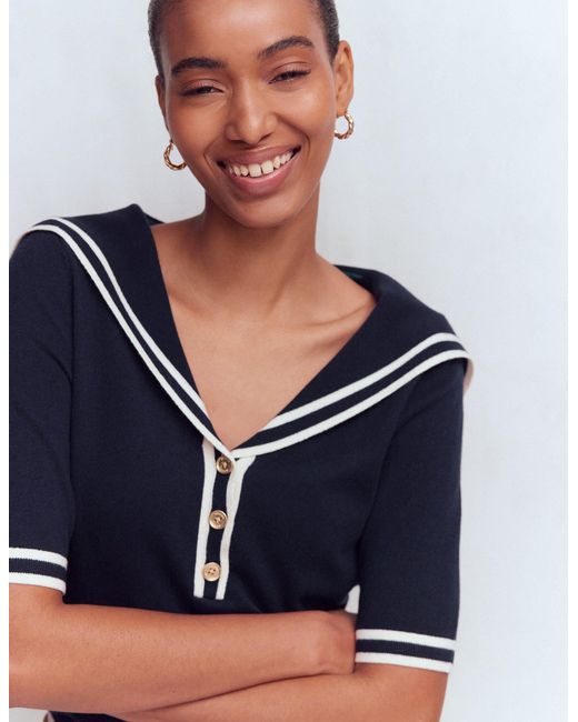 Boden Blue Sailor Collar Jumper
