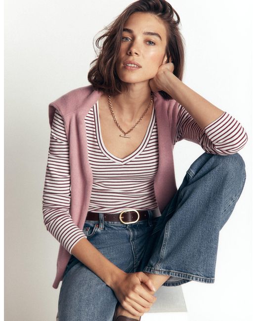 Boden Blue Annie Essential V Neck Top