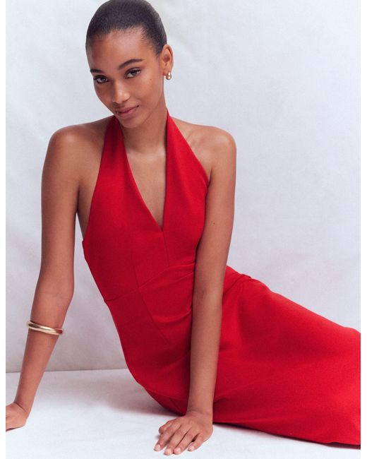 Boden Red Halter Neck Empire Maxi Dress
