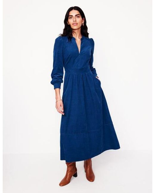 Boden Blue Zoe Zip Up Cord Midi Dress