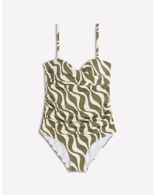 Boden Green Andros Twist Front Swimsuit-Rich Emerald, Blossomy