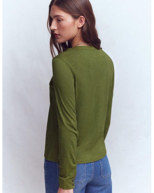 Boden Green Topstitched Pocket Shirt