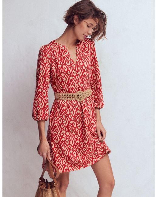 Boden Red Cathy Notch Neck Jersey Dress