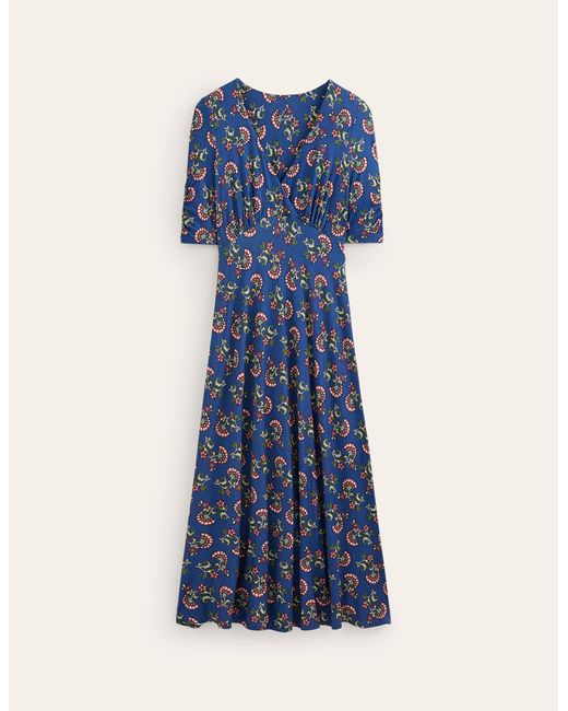 Boden Rebecca Jersey Midi Tea Dress in Blue | Lyst UK