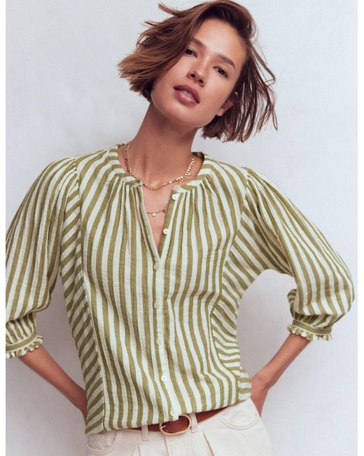 Boden Brown Camille Double Cloth Top