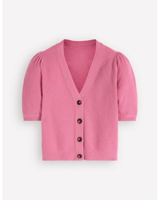 Boden Red Hayley Cotton V-Neck Cardigan