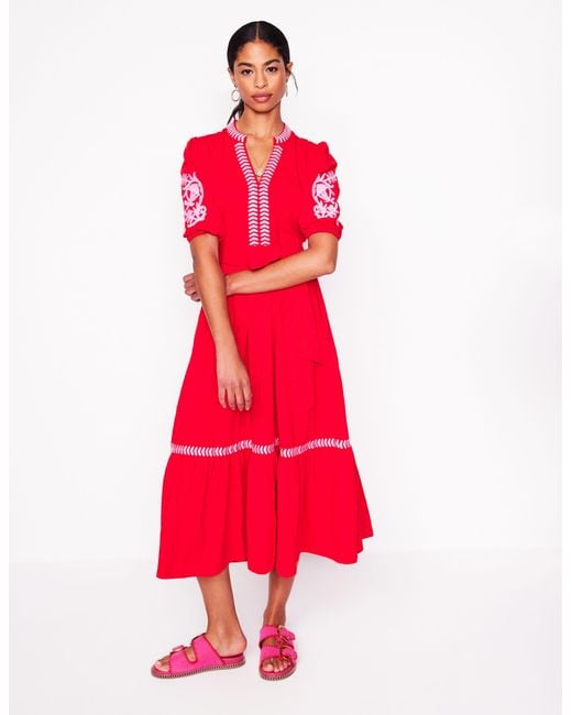 Boden Amara Embroidered Jersey Dress-Poppy, Peony | Lyst UK Boden Amara Embroidered Jersey Dress-Poppy, Peony | Lyst UK