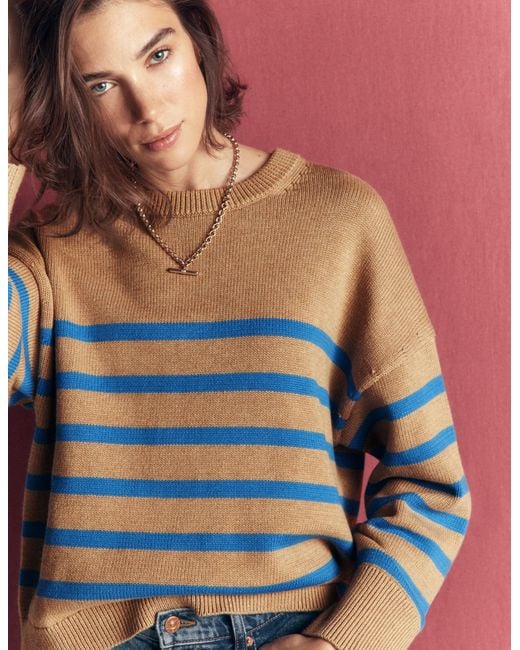 Boden Blue Lucy Relaxed Cotton Jumper