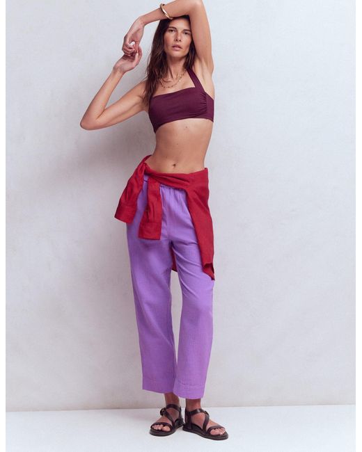 Boden Red Kythira Ruched Bikini Top