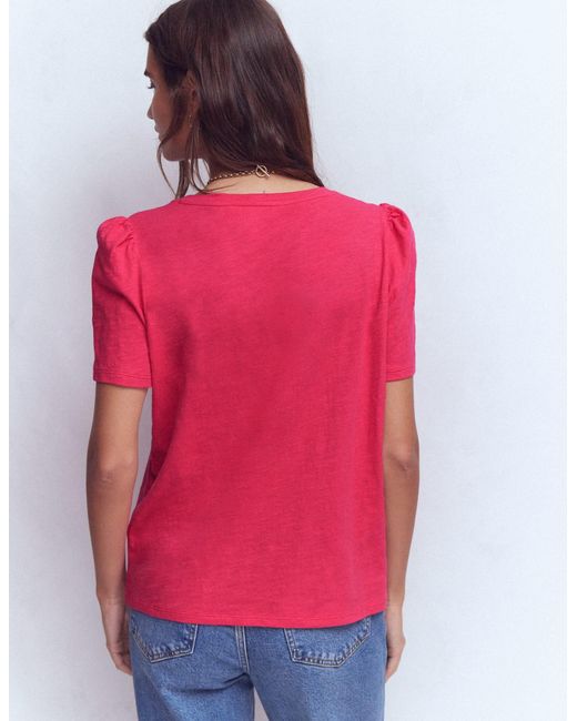 Boden Pink Sophie V-Neck Slub T-Shirt