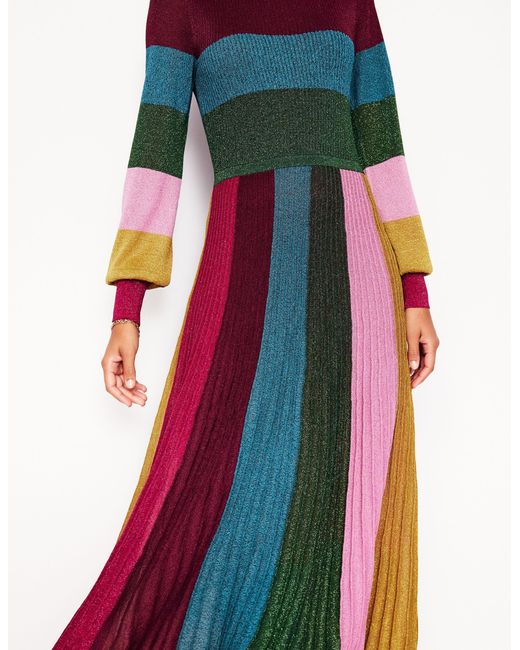 Boden Multicolor Ribbed Metallic Party Dress
