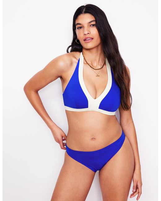 Boden Blue Ios Bikinioberteil Mit V-Design-Kobaltblau, Naturweiß