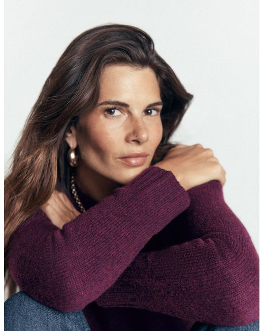 Boden Purple Marta Merino Wool Crew Sweater