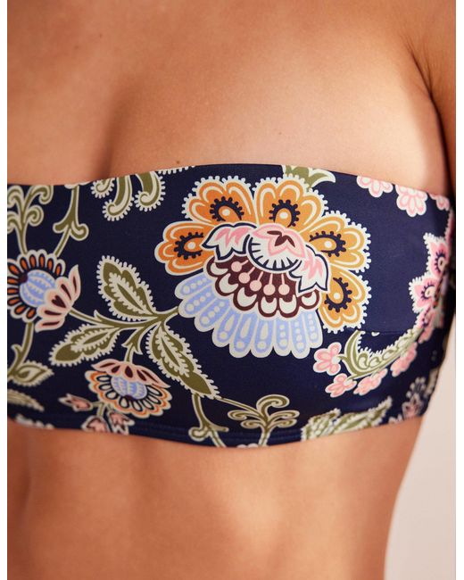 Boden Blue Support Bandeau Bikini Topmidnight, Multi Floral