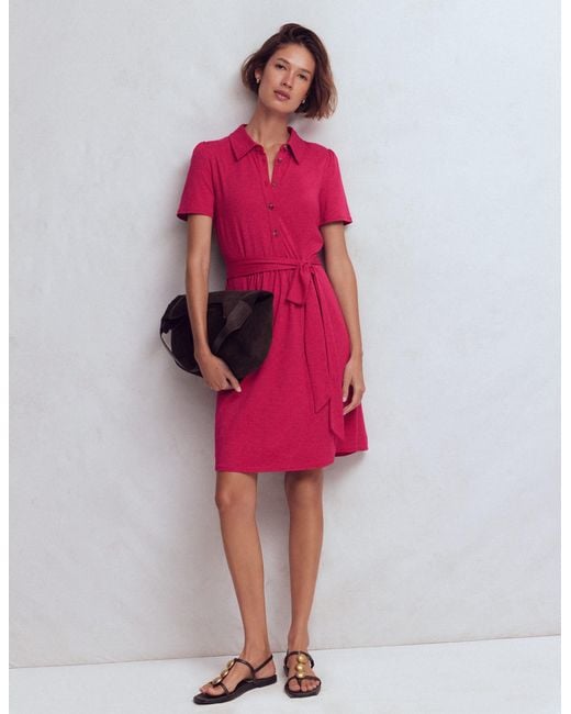 Boden Red Patti Short Jersey Shirt Dress