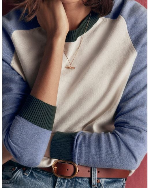 Boden Blue Meg Raglan Sleeve Jumper