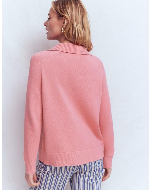 Boden Pink Cotton Henley Jumper