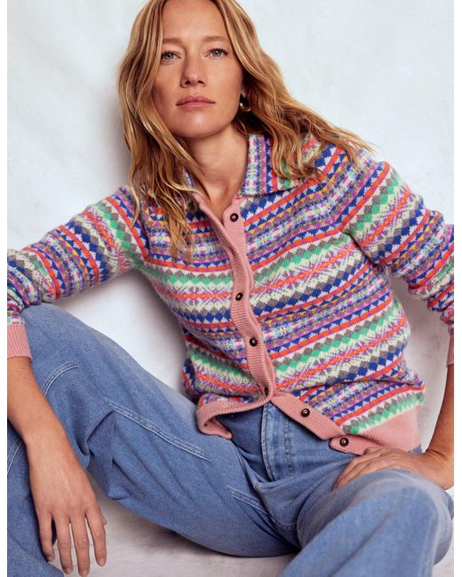 Boden Blue Edie Fair Isle Knitted Shirt