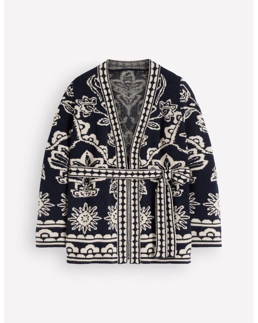 Boden Blue Belted Wrap Knitted Cardigan